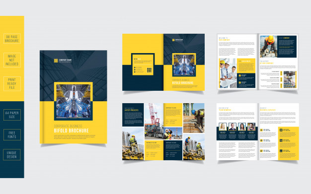 بروشور مدرن عمران - Yellow construction 8 page brochure