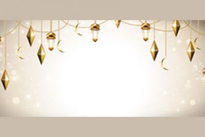 بنر با فانوس های طلایی درخشان – Banner design with glowing golden lanterns