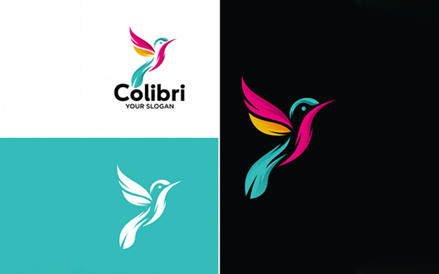 لوگو پرنده چند منظوره – Beautiful simple bird colibri logo