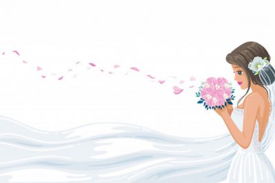 بنر عروس با لباس عروس و گل رز صورتی - Bride with bridal gown with pink rose