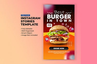 بنر تبلیغ فست فود مناسب اینستاگرام - Burger fast food for instagram