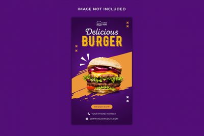 بنر تبلیغ فست فود مناسب اینستاگرام - Burger instagram stories
