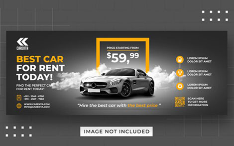 بنر اجاره ماشین مناسب وب و کاور فیسبوک - Car rental facebook cover banner