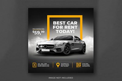 بنر اجاره ماشین مناسب اینستاگرام - Car rental promotion instagram post banner