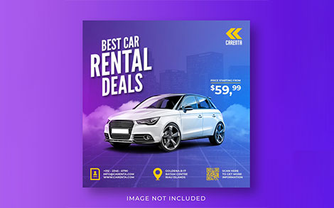 بنر اجاره ماشین مناسب اینستاگرام - Car rental promotion social media instagram
