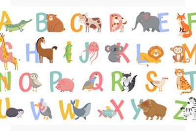مجموعه کاراکتر کارتونی حیوانات آموزش الفبا - Cartoon animals alphabet