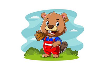 کاراکتر کارتونی سمور آبی - Cartoon carpenter beaver