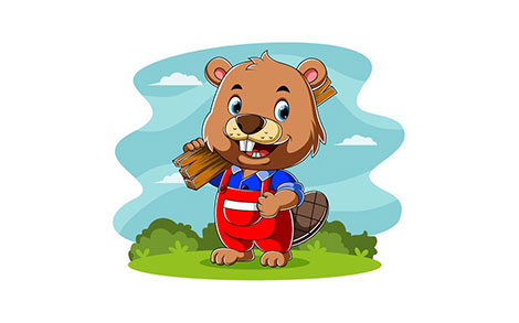 کاراکتر کارتونی سمور آبی - Cartoon carpenter beaver