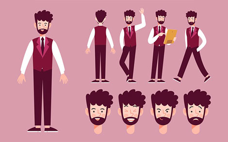 مجموعه کاراکتر آقا در حالتهای مختلف – Character poses illustrated concept