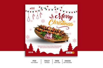 بنر تبلیغ غذا برای کریسمس مناسب اینستاگرام - Christmas banner for food menu