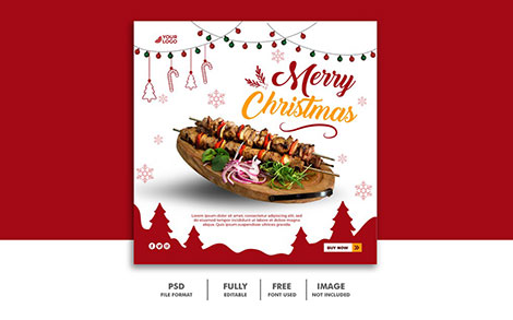 بنر تبلیغ غذا برای کریسمس مناسب اینستاگرام - Christmas banner for food menu