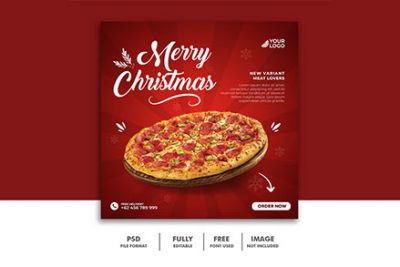 بنر تبلیغ غذا برای کریسمس مناسب اینستاگرام - Christmas social media post square banner