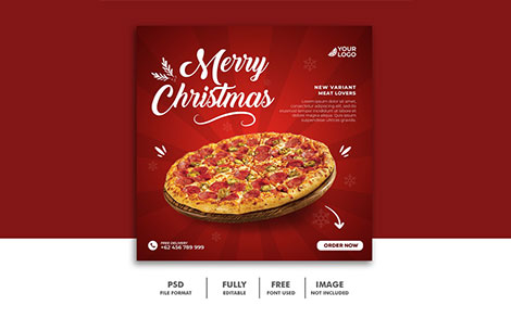 بنر تبلیغ غذا برای کریسمس مناسب اینستاگرام - Christmas social media post square banner