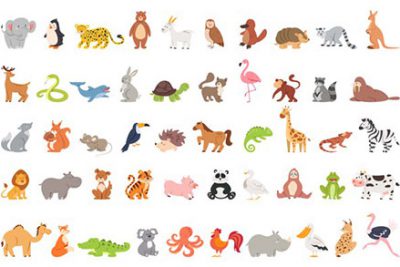 مجموعه کاراکتر کارتونی حیوانات - Cute animal set with farm and wild character