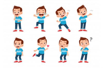 مجموعه کاراکتر پسر بچه در حالتهای مختلف – Cute boy with gesture expressions