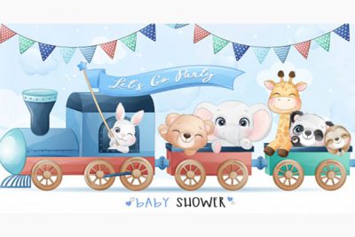 مجموعه کاراکتر کارتونی حیوانات جنگل - Cute little animals sitting in the train