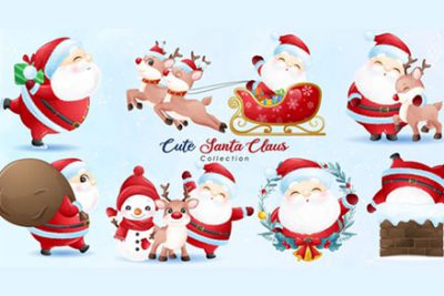 بابانوئل برای روز کریسمس - Cute santa claus and friends for christmas day
