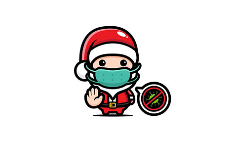 بابانوئل بامزه با ماسک توقف ویروس - Cute santa claus pose stop virus