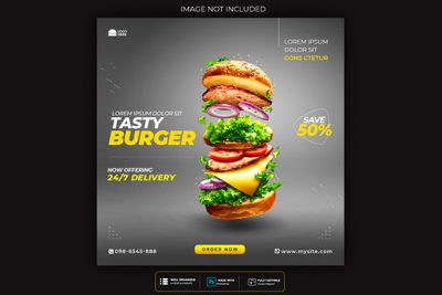 پوستر تبلیغ فست فود - Double burger poster promotion
