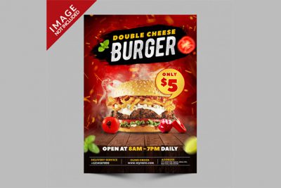 پوستر تبلیغ فست فود - Double cheese burger poster
