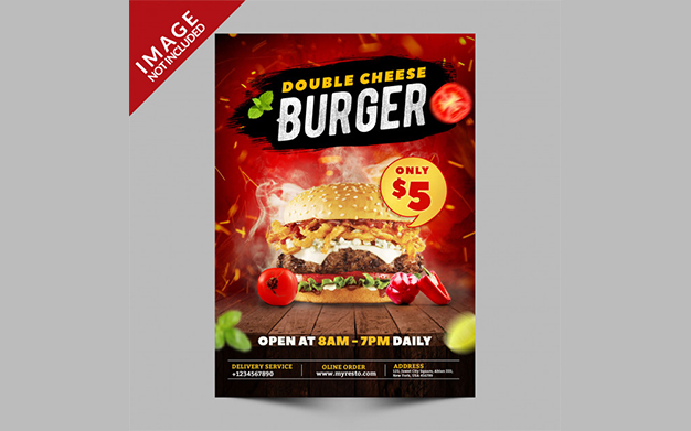 پوستر تبلیغ فست فود - Double cheese burger poster