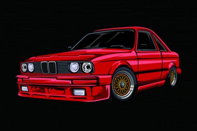 بنر BMW E30 ماشین – Drift car illustration