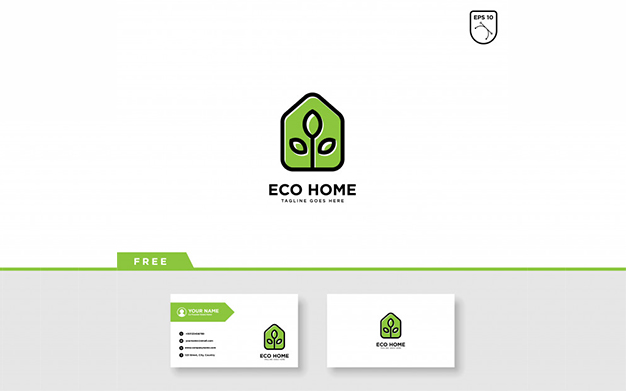 کارت ویزیت و لوگو چند منظوره – Eco house logo business card