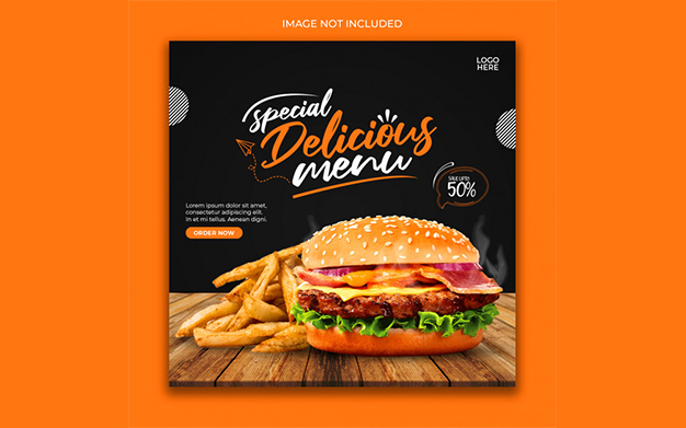 بنر تبلیغاتی فست فود مناسب وب و اینستاگرام - Fast food web banner