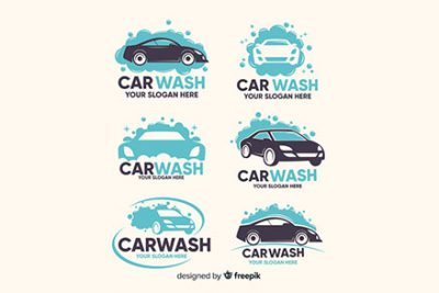 مجموعه لوگو کارواش – Flat car wash logo collection