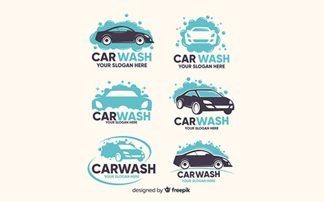 مجموعه لوگو کارواش – Flat car wash logo collection