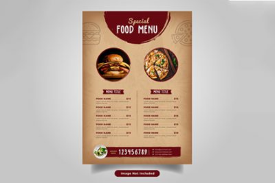 فلایر منو رستوران و فست فود و کافه - Food flyer menu template