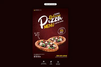 بنر منو فست فود - Food menu and delicious pizza flyer
