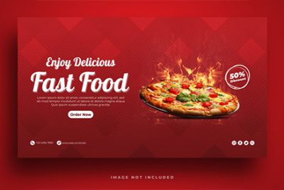 بنر تبلیغاتی فست فود مناسب وب - Food menu and restaurant pizza