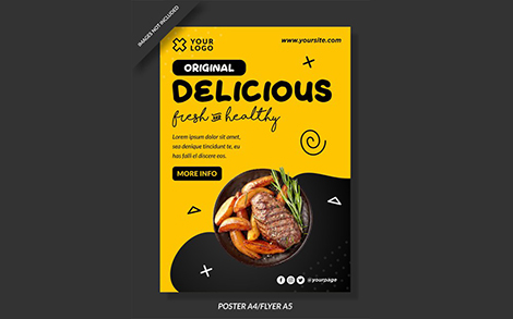 پوستر تبلیغ غذای سالم - Fresh and healthy food poster