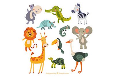 مجموعه کاراکتر حیوانات بامزه - Funny collection of hand-drawn animals