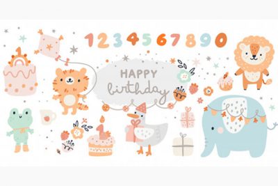 مجموعه جشن تولد با حیوانات کارتونی - Happy birthday collection cartoon animals