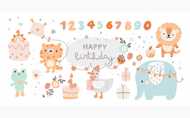 مجموعه جشن تولد با حیوانات کارتونی - Happy birthday collection cartoon animals