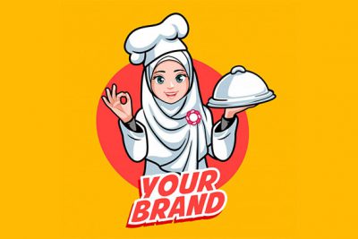 لوگو و کاراکتر خانم با حجاب آشپز – Hijab chef woman