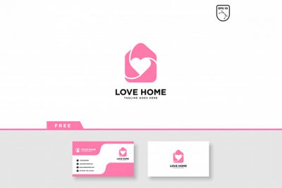 کارت ویزیت و لوگو چند منظوره – House logo with heart business card