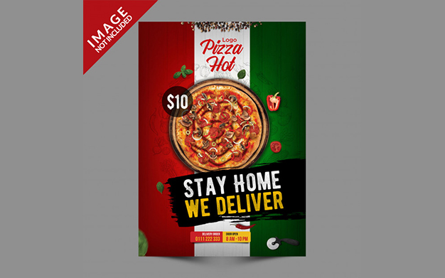 فلایر تبلیغ پیتزا ایتالیایی - Italian pizza flyer template