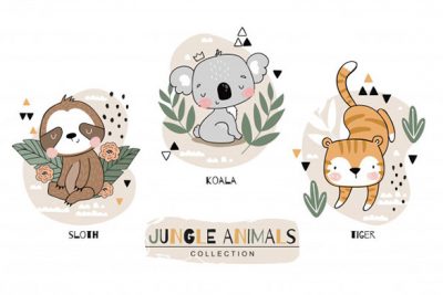 مجموعه کاراکتر حیوانات کودک جنگل - Jungle baby animals collection