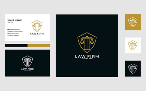 کارت ویزیت و لوگو چند منظوره – Law firm shield line art logo