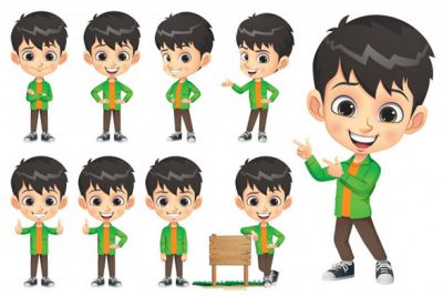 مجموعه کاراکتر پسر بچه در حالتهای مختلف – Little boy character set
