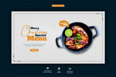 بنر تبلیغ غذا برای کریسمس - Christmas food menu banner