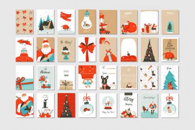 مجموعه بنر و کارت تبریک کریسمس - Merry christmas time greeting cards