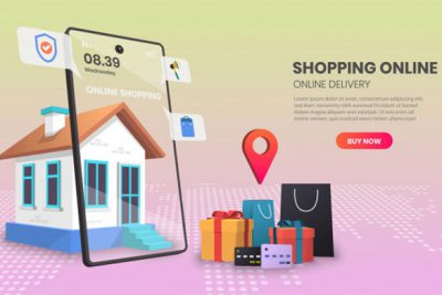بنر فروشگاه و خدمات تحویل آنلاین - Online delivery service concept