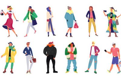 مجموعه کاراکتر زن و مرد با لباس شیک – People in stylish outfit collection