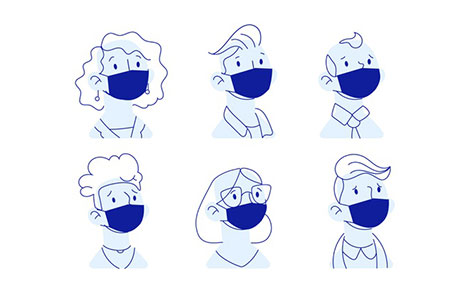 کاراکتر خانم و آقا با ماسک - People wearing medical mask