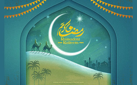 بنر تبریک تایپوگرافی رمضان – Ramadan kareem calligraphy means happy holiday