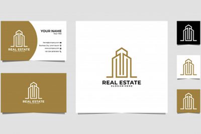 کارت ویزیت و لوگو چند منظوره – Real estate line art logo